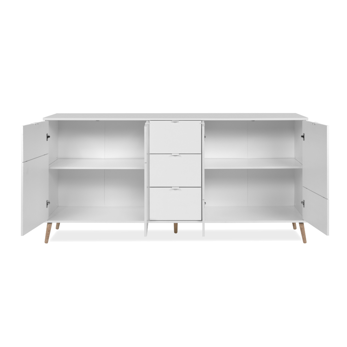 Buffet 4 portes, 3 tiroirs décor KLINT blanc, CALICOSY