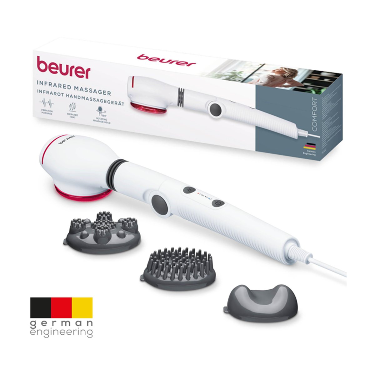 Appareil de massage infrarouge MG 44 – 2-en-1 avec vibration couleur unique, BEURER