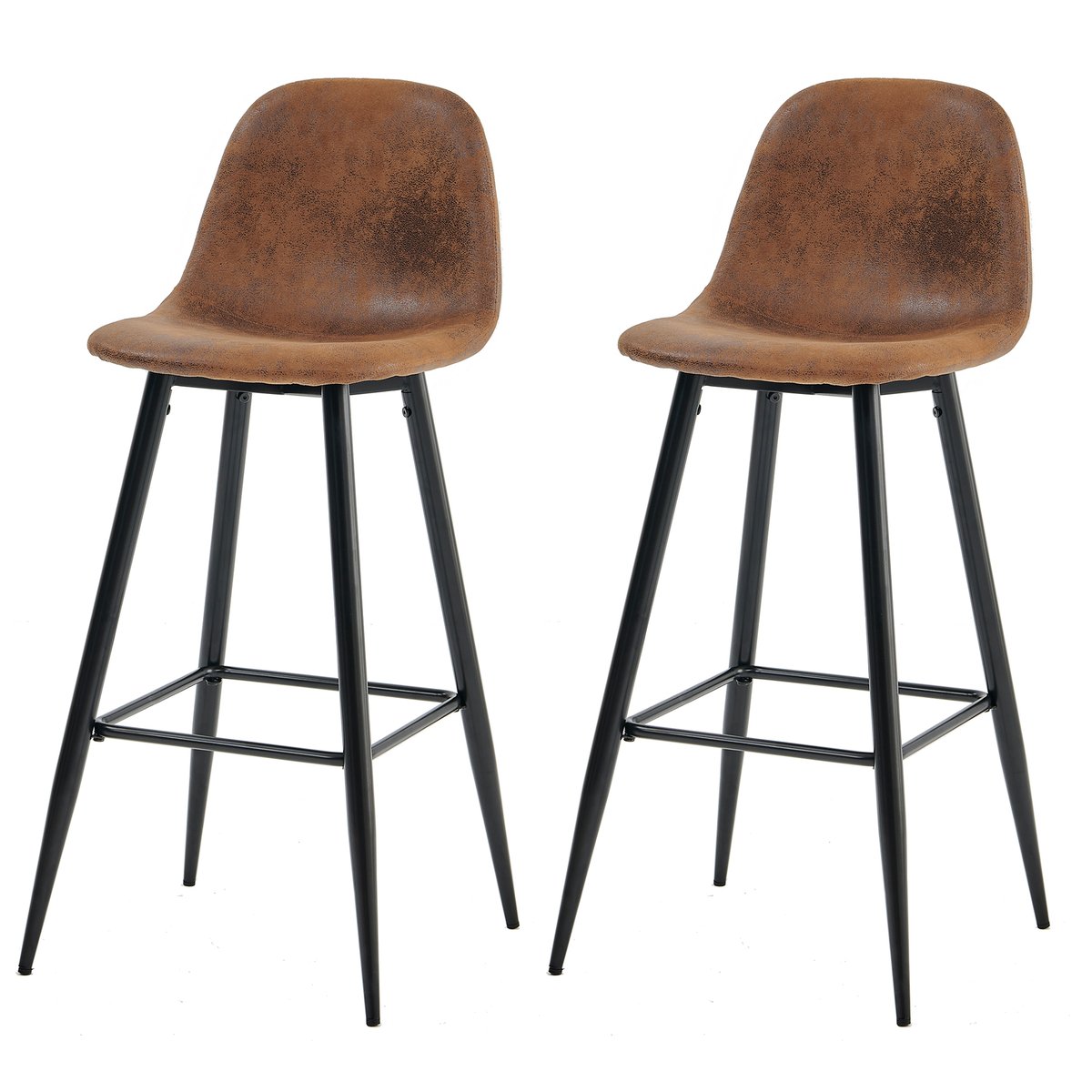 Lot de 2 tabourets de bar style vintage, CHARLTON BAR marron, MEUBLES COSY