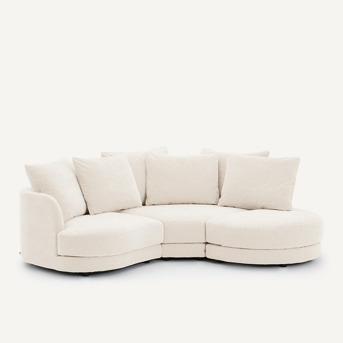 Linkes Sofa-Halbmodul, modular, aus Chenille-Samt, TIBERIO weiss, AM.PM