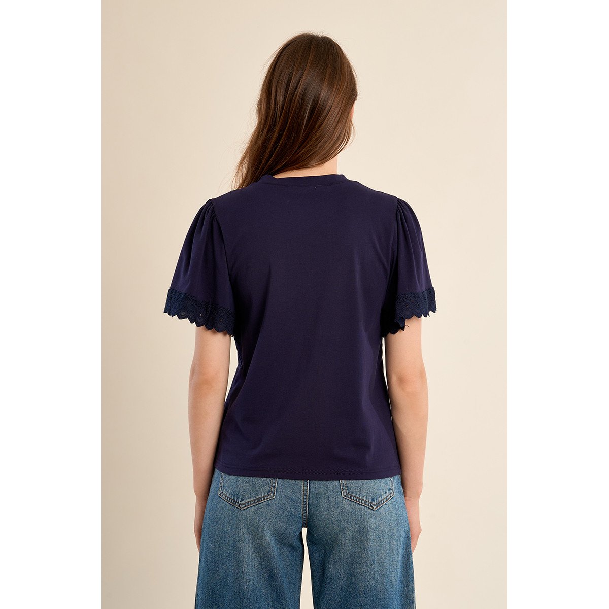T-shirt en coton oversize, manches volantées navy blue, MOLLY BRACKEN