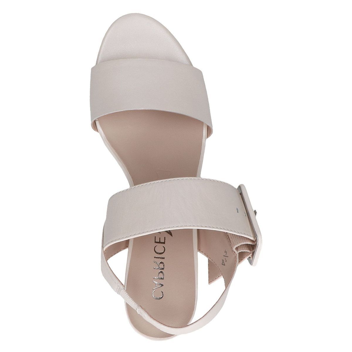 Sandale à talon en cuir blanc mat, CAPRICE