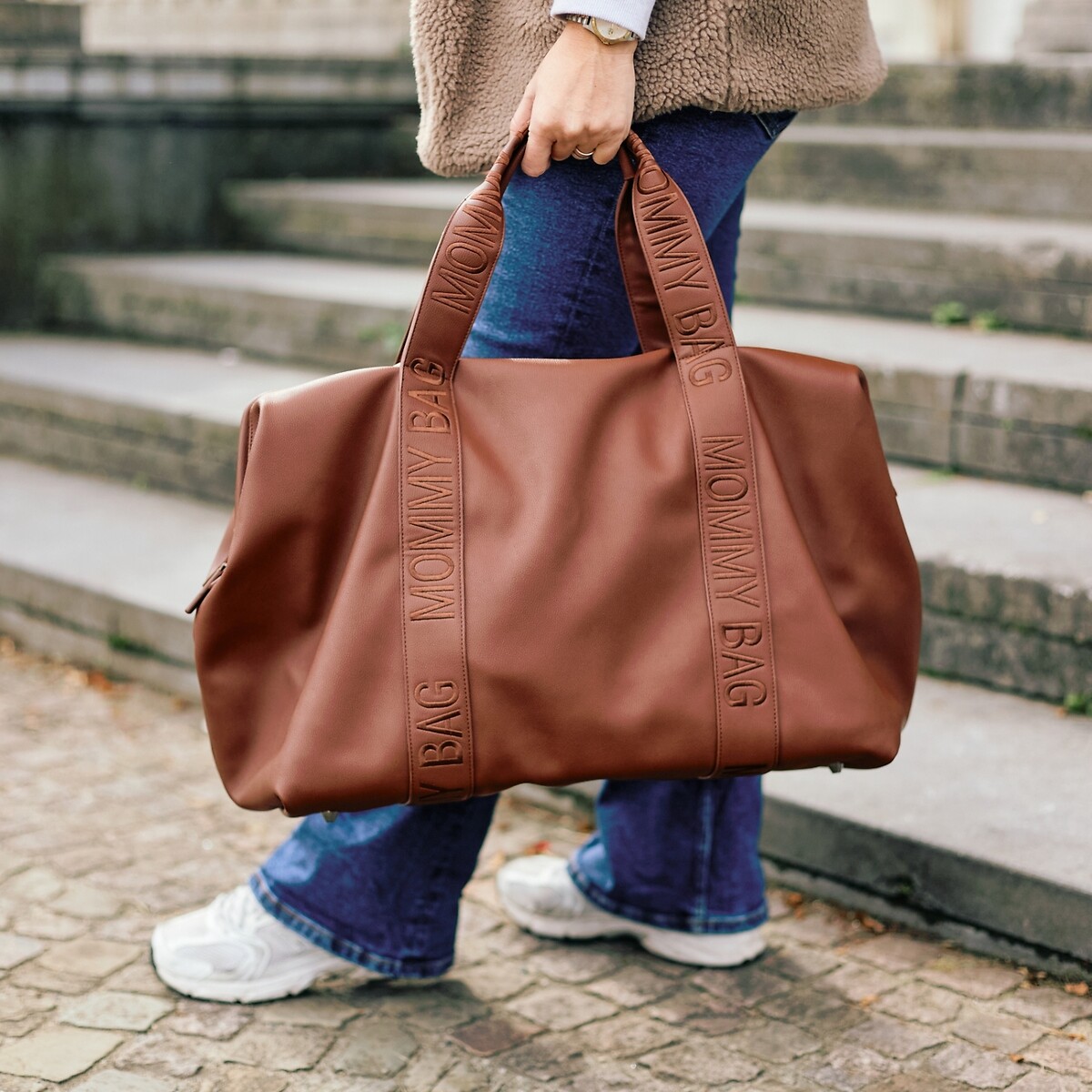 Sac à langer Mommy bag signature en simili marron foncé, CHILDHOME