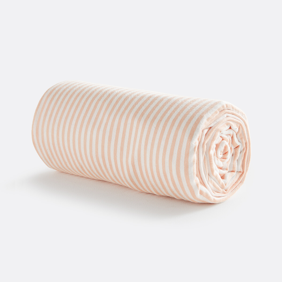 Sábana bajera para cama infantil, franela, estampado de rayas, altura 25 cm, MEREDITH crudo/rosa, LA REDOUTE INTERIEURS