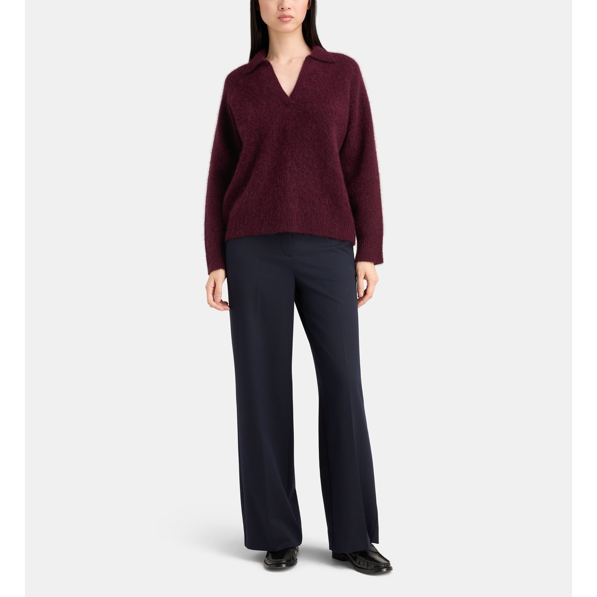 Pull droit orient maille longue soyeuse bordeaux, JODHPUR