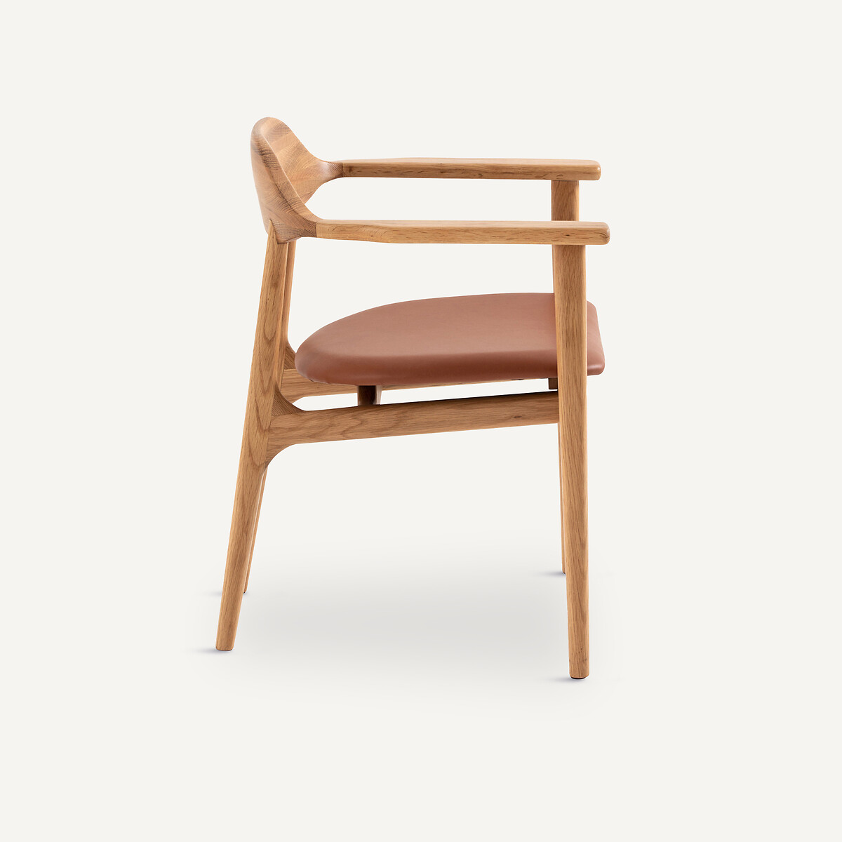 Fauteuil de table chêne, plaqué et cuir Arié chêne naturel, AM.PM