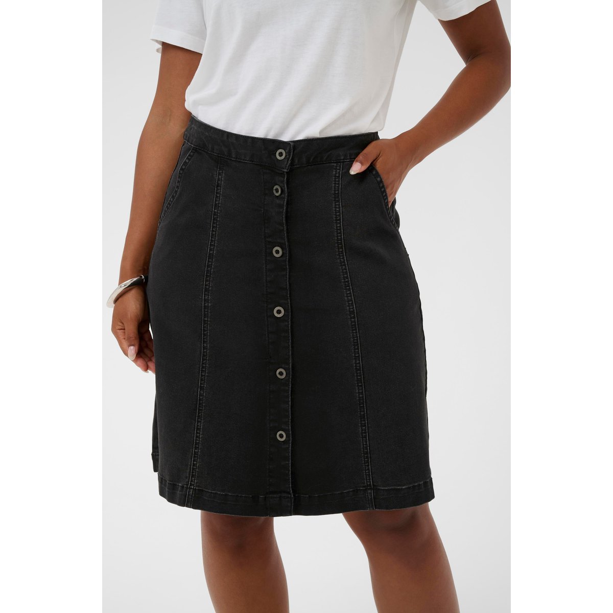 Jupe en jean noir black washed denim, CREAM