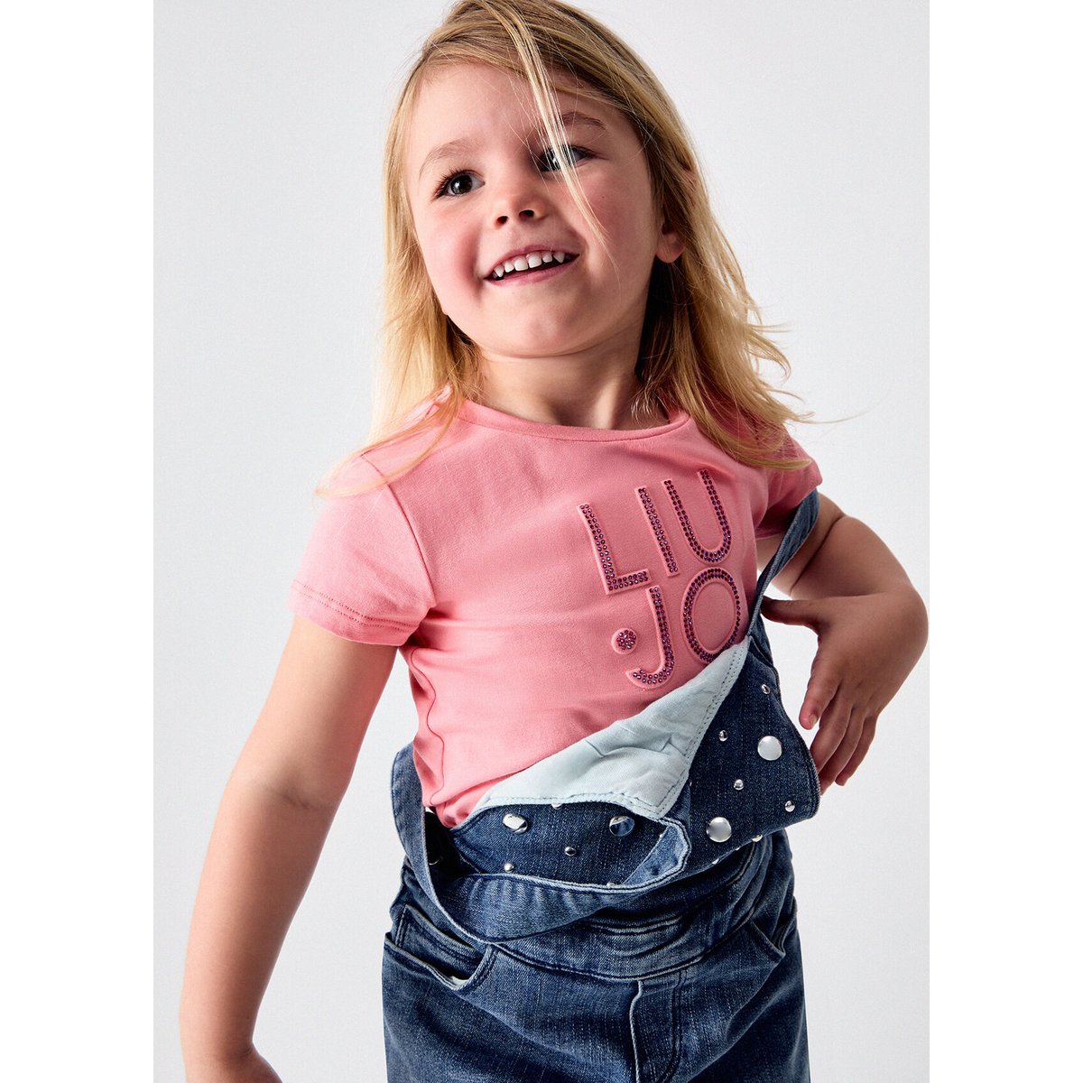 T-shirt avec logo et strass rose, LIU JO