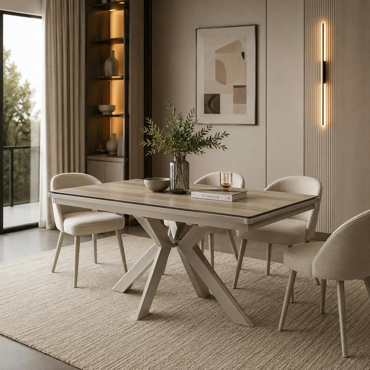 Table céramique extensible effet chêne 120-220 cm LUGANO bois naturel, PIER IMPORT