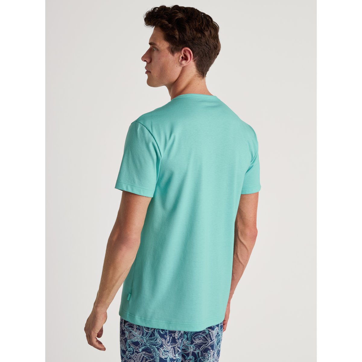 T-Shirt manches courtes Coton RMX SLEEP LEISURE aqua blanchi, CALIDA