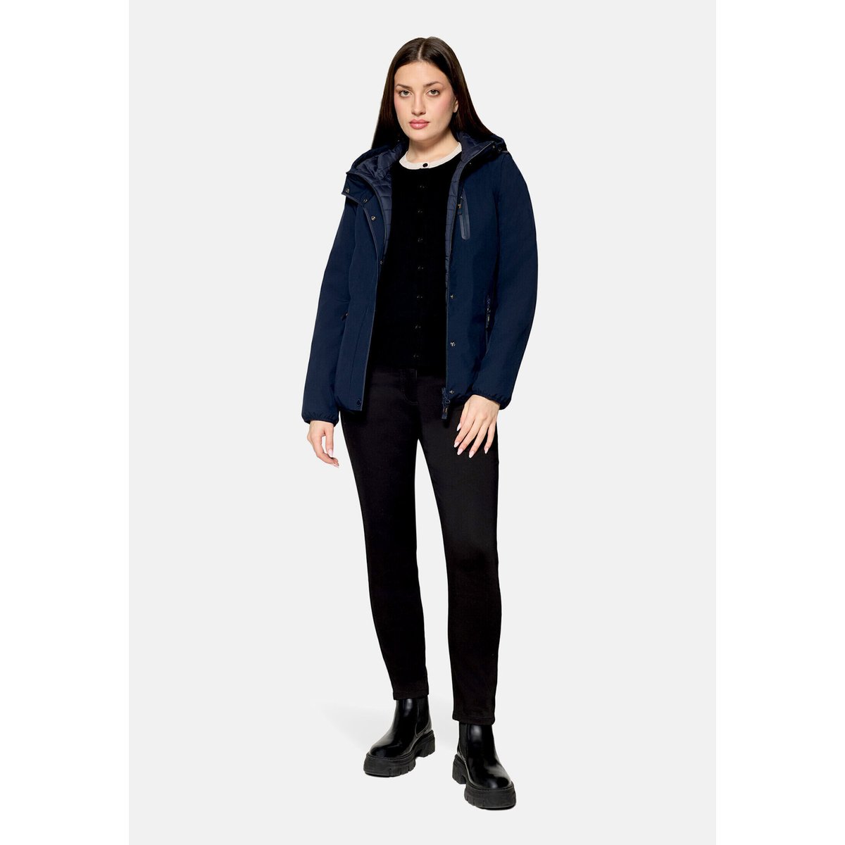 Veste réversible à capuche bleu foncé, BETTY BARCLAY