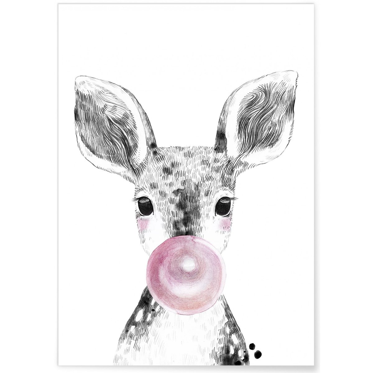 Affiche 'Bulle de Biche Rose' blanc, L'AFFICHERIE