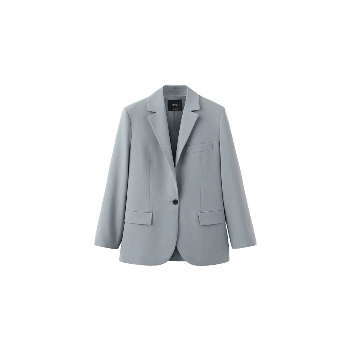 Blazer de costume droit avec poches à rabat bleu, MANGO