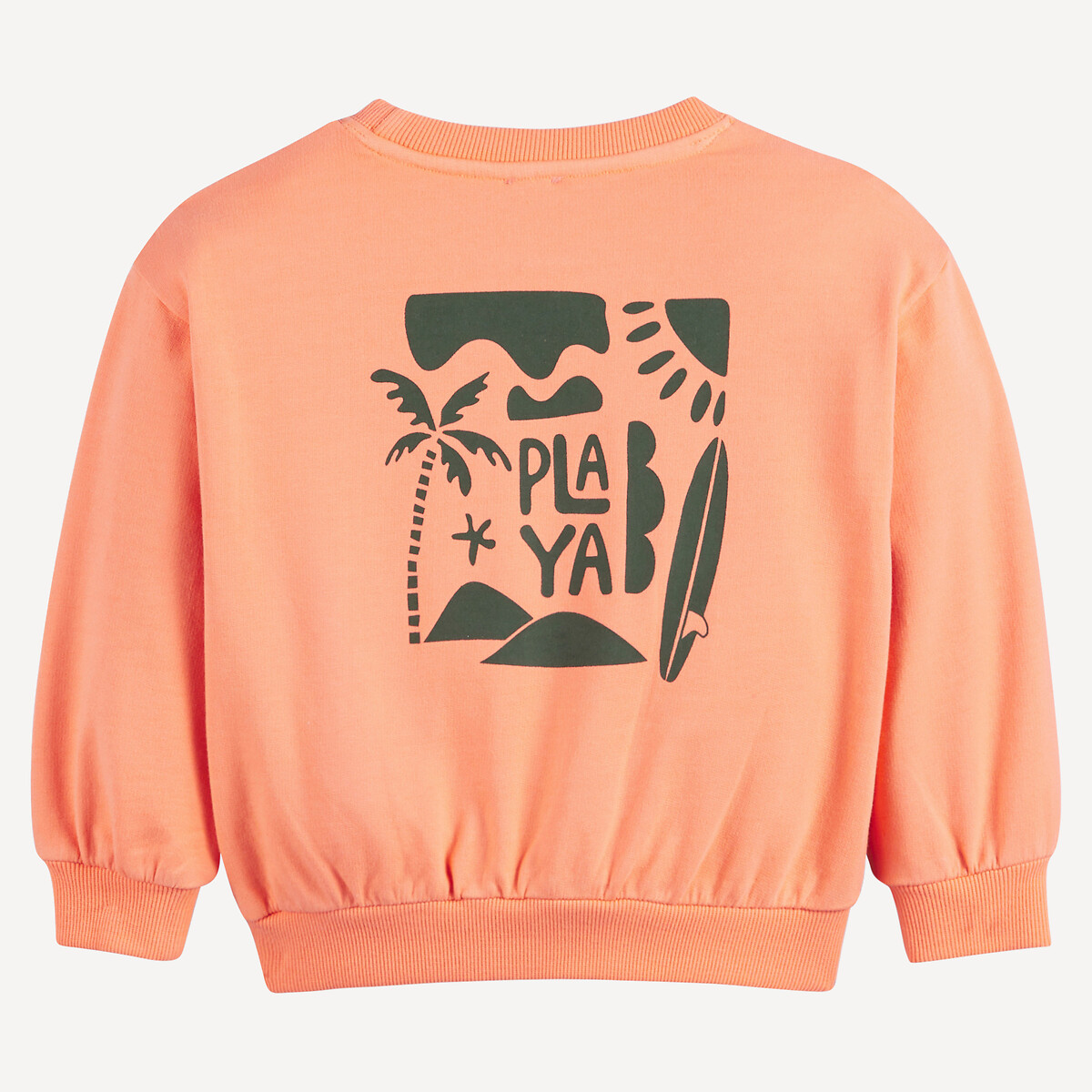 Back Print Sweatshirt with Crew Neck coral orange, LA REDOUTE COLLECTIONS