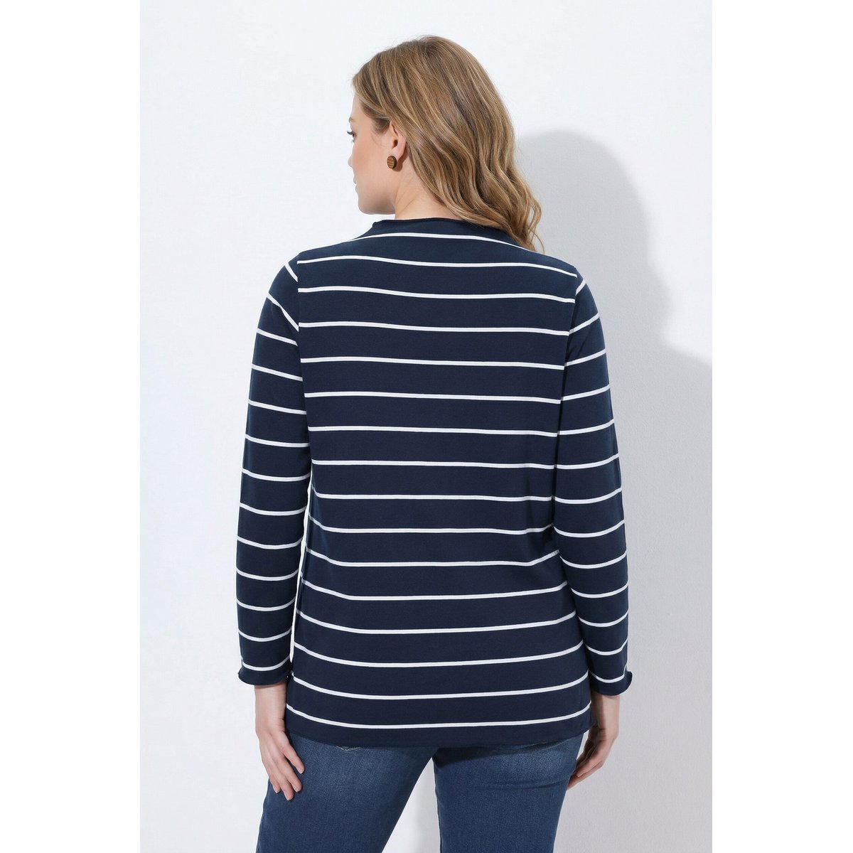 T-shirt en jersey bord-côte, coton bio marine, ULLA POPKEN