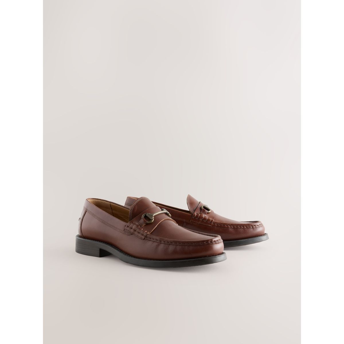 Mocassins en cuir avec mors marron, NEXT