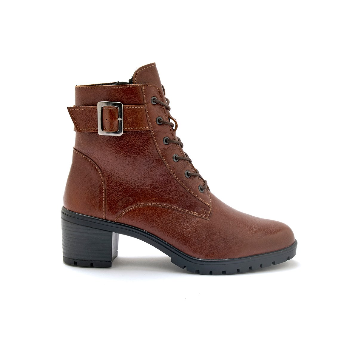 Boots avec zip et lacets marron, PEDICONFORT