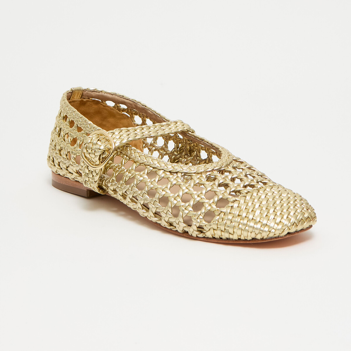 Ballerines en cuir tressé, CARLITA doré, PETITE MENDIGOTE