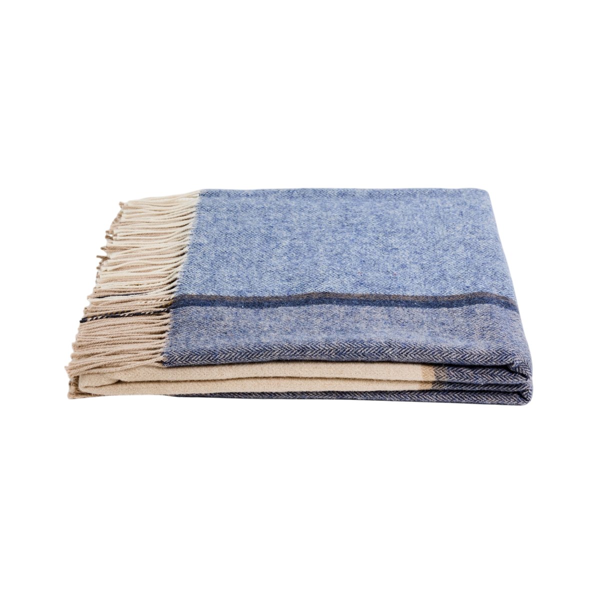 Plaid en laine, coton et cachemire, GARANCE indigo, BLANC CERISE