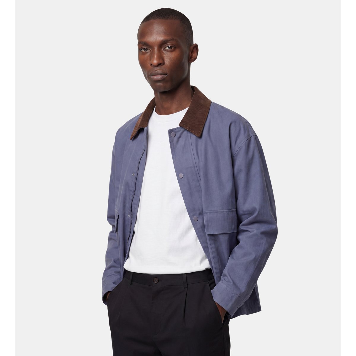 Blouson droit rarbo en coton déperlant bleu nuit, GALERIES LAFAYETTE
