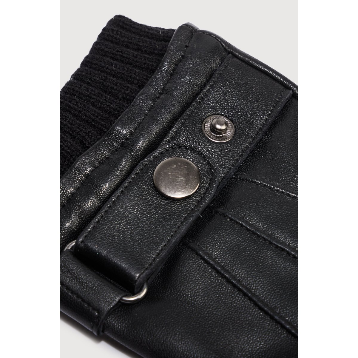 Gants en cuir avec doublure noir, BONOBO