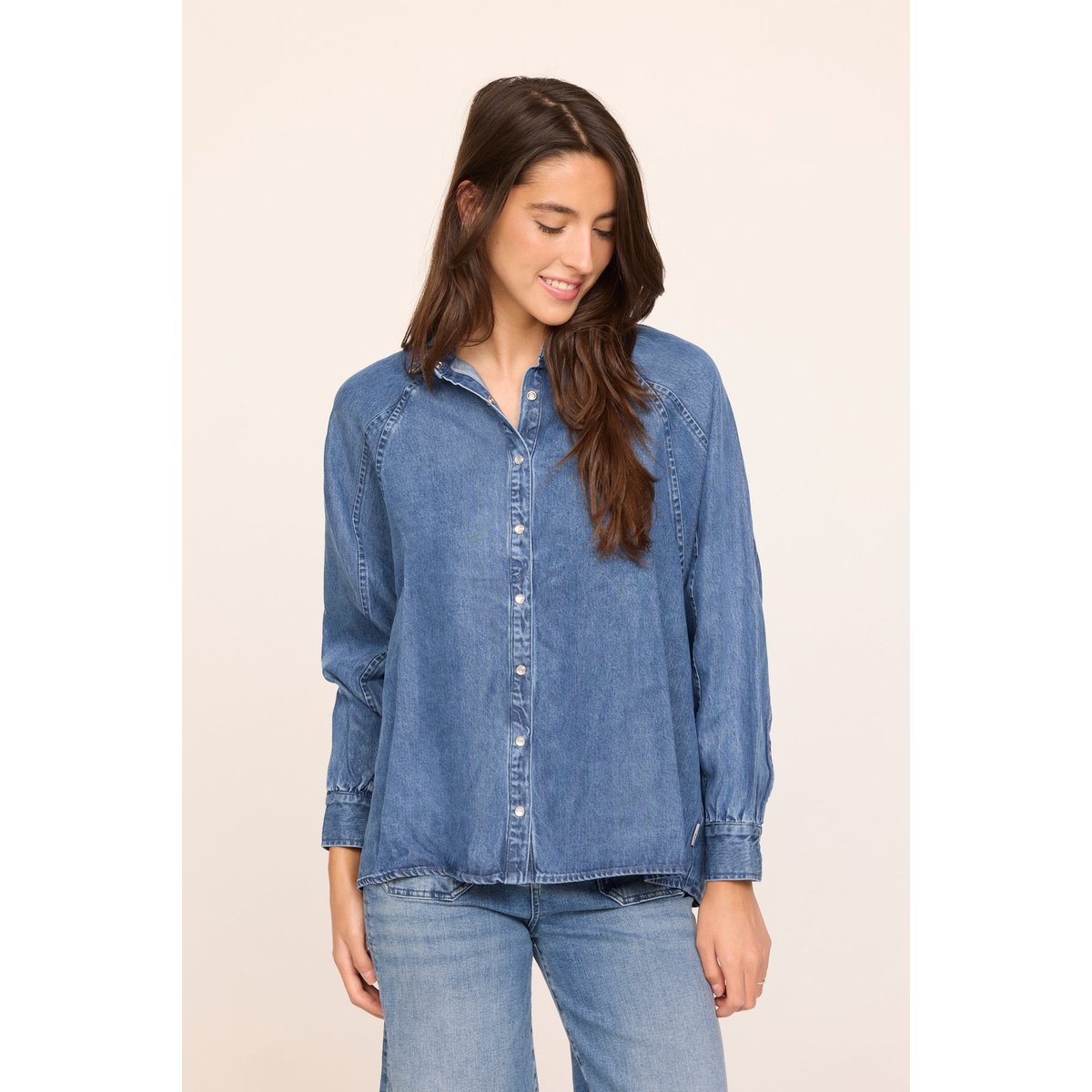 Chemise manches longues tencel loose DULIA bleu, LEE COOPER