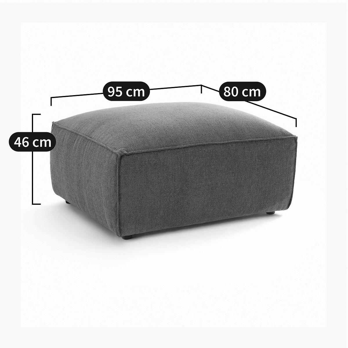 Pouf modulable, tissu texturé, Seven vert, LA REDOUTE INTERIEURS