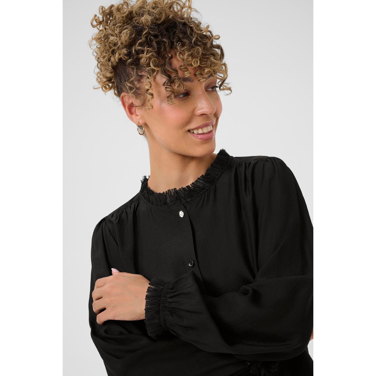 Chemise à manches longues noir pitch black, CREAM