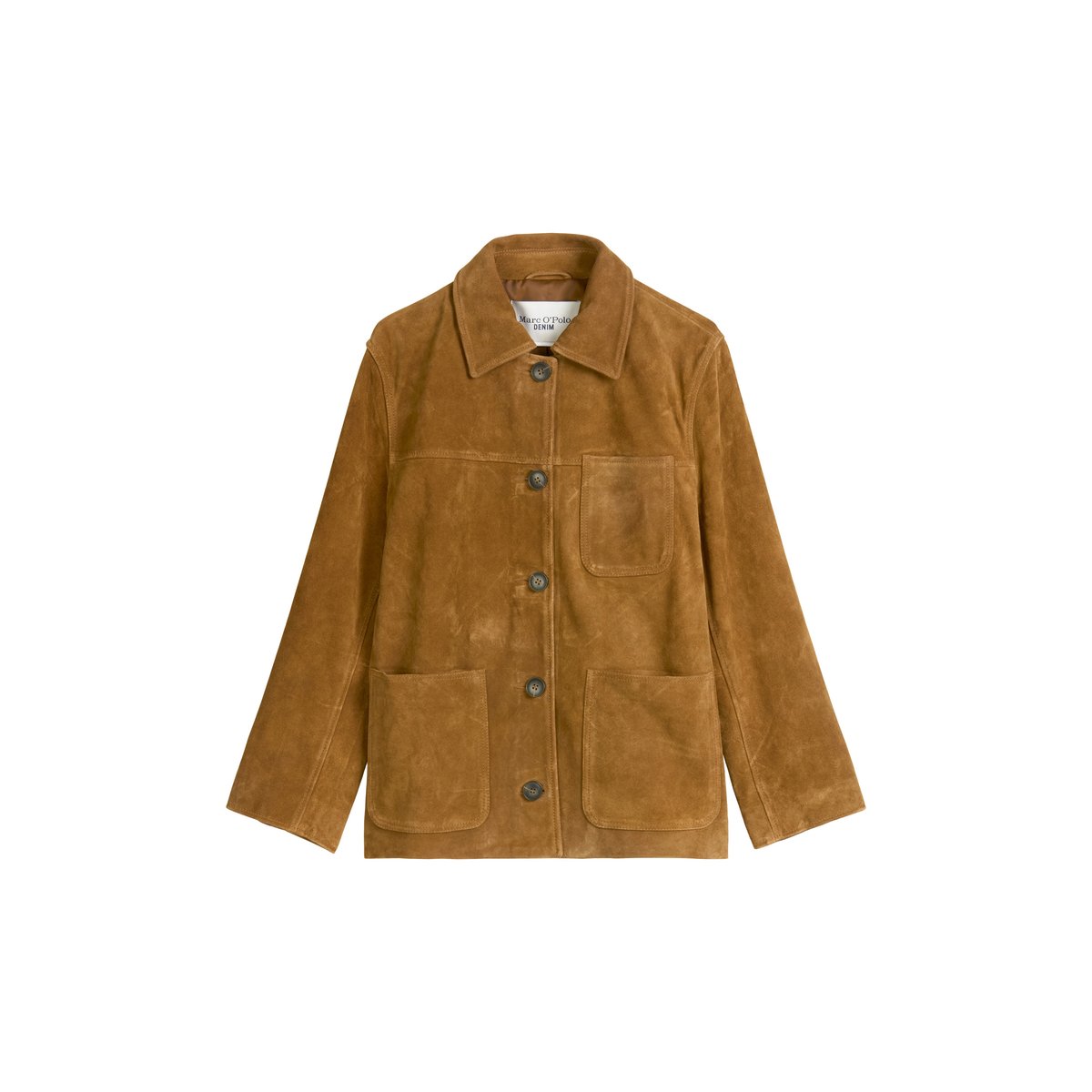 Veste en cuir velours relaxed dans le style barnjacket marron, MARC O’POLO DENIM