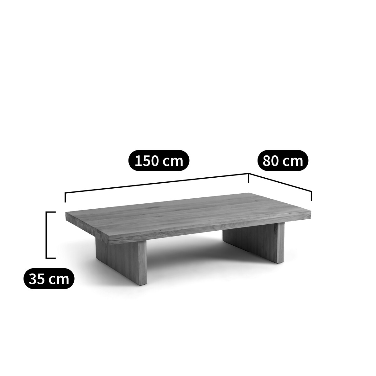 Table basse chêne massif L150 cm, Vova chêne, LA REDOUTE INTERIEURS