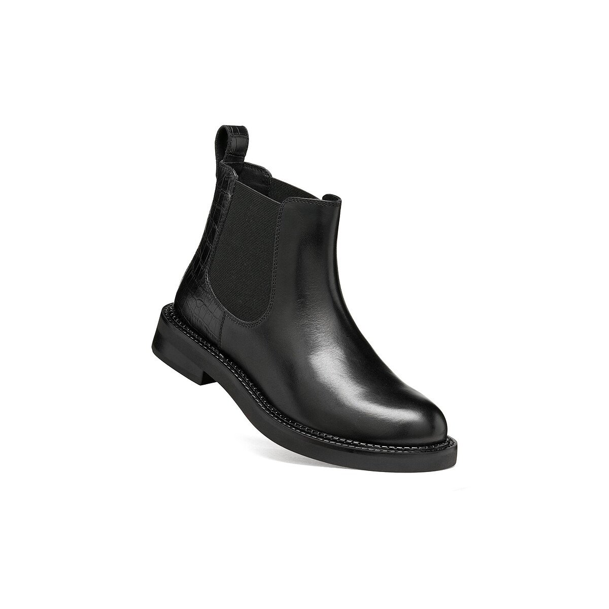 Chelsea-Stiefeletten aus Leder, SERILDA schwarz, GEOX