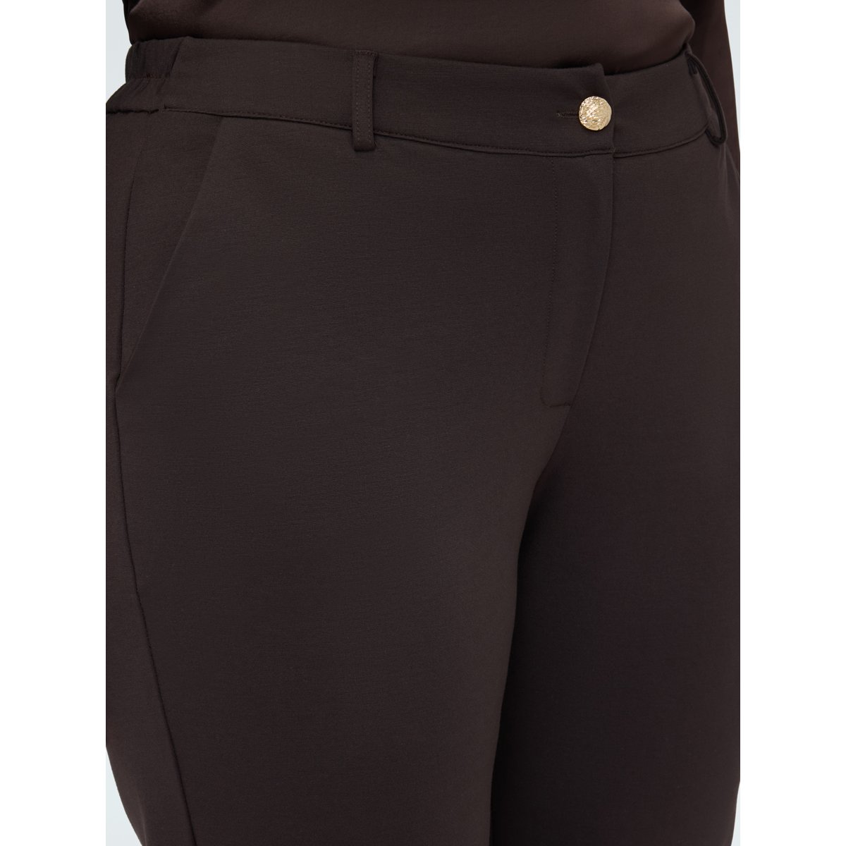 Pantalon Carrot Fit en Punto Milano marron, FIORELLA RUBINO