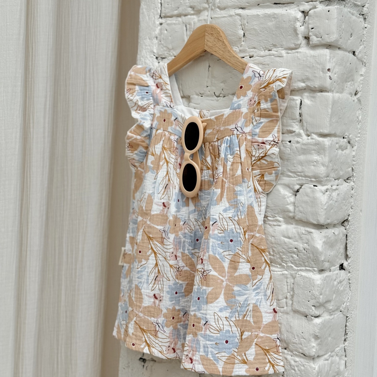 Robe enfant en gaze de coton Praline peche, PETIT BEGUIN