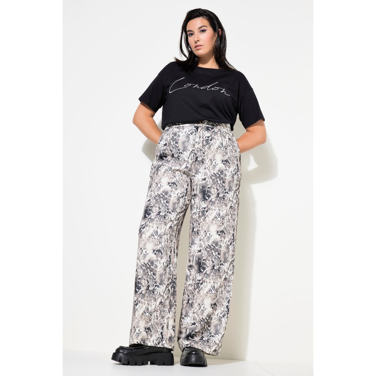 Pantalon à jambes larges et taille haute. nougat, STUDIO UNTOLD