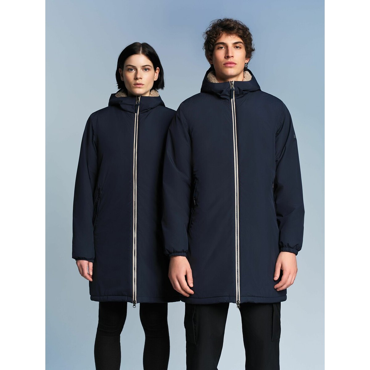 MT Unisex Long Waterproof Parka with Sherpa Lining navy blue, AIGLE