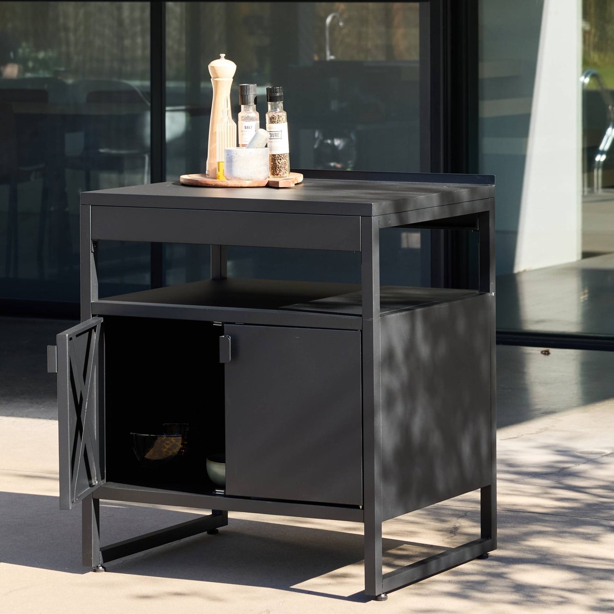 Module de cuisine extérieure acier 2 portes L80cm KEA noir, SWEEEK