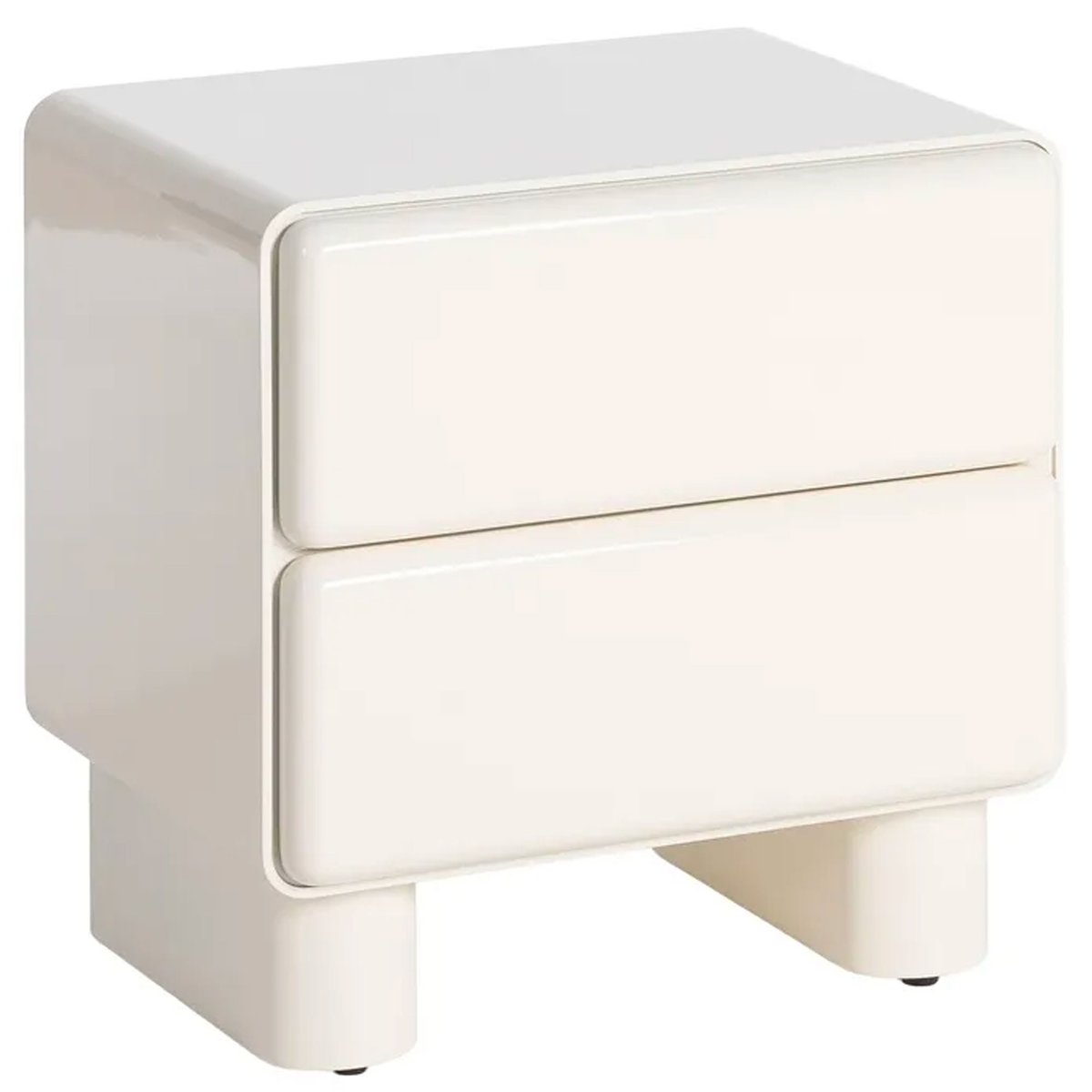 Table de chevet bois laqué blanc crème 2 tiroirs 56.5x42.5x56.5cm blanc, WADIGA