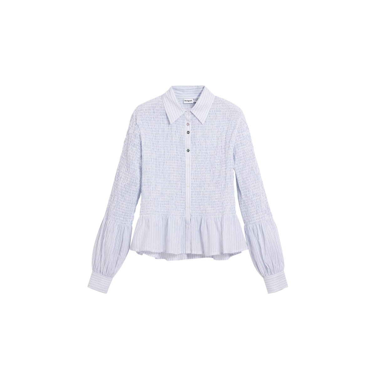 Chemise froncée à rayures beige, DESIGUAL