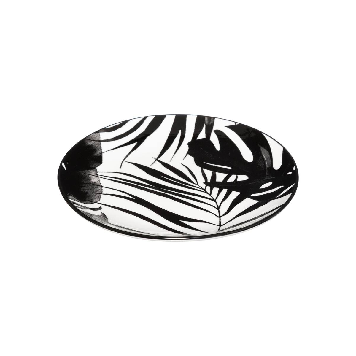 Lot de 6 assiettes en porcelaine PALME noir, SECRET DE GOURMET