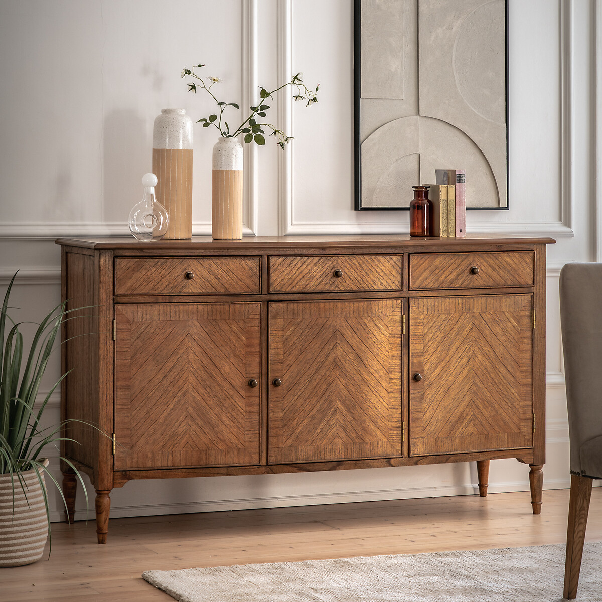 Hayes Vintage Inlaid Wood Large Sideboard wood, ÉDITÉ