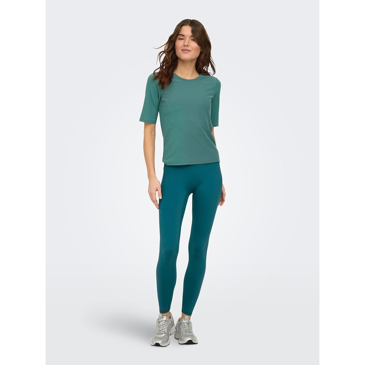 T-shirt côtelé Seren bleu turquoise, ONLY PLAY
