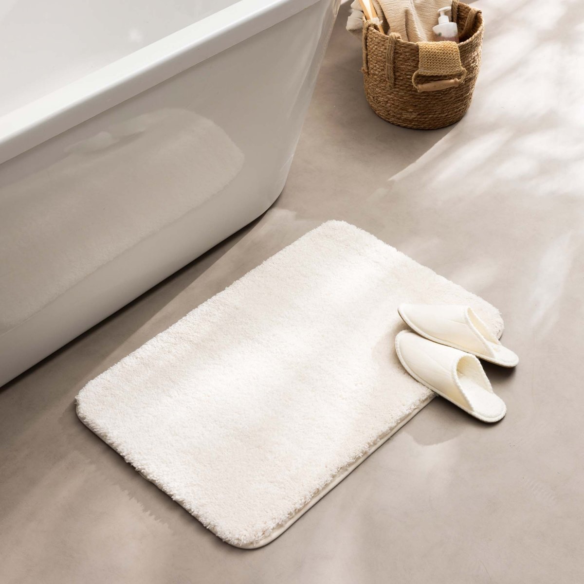 Tapis de bain antidérapant en microfibre naturel, DOUCEUR D'INTÉRIEUR