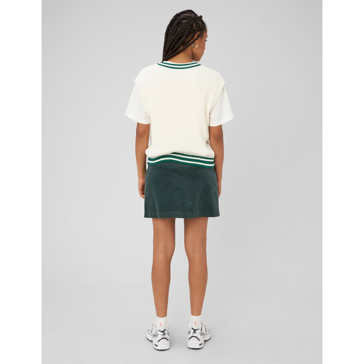 Pull sans manches côtelé blanc écru, BZB