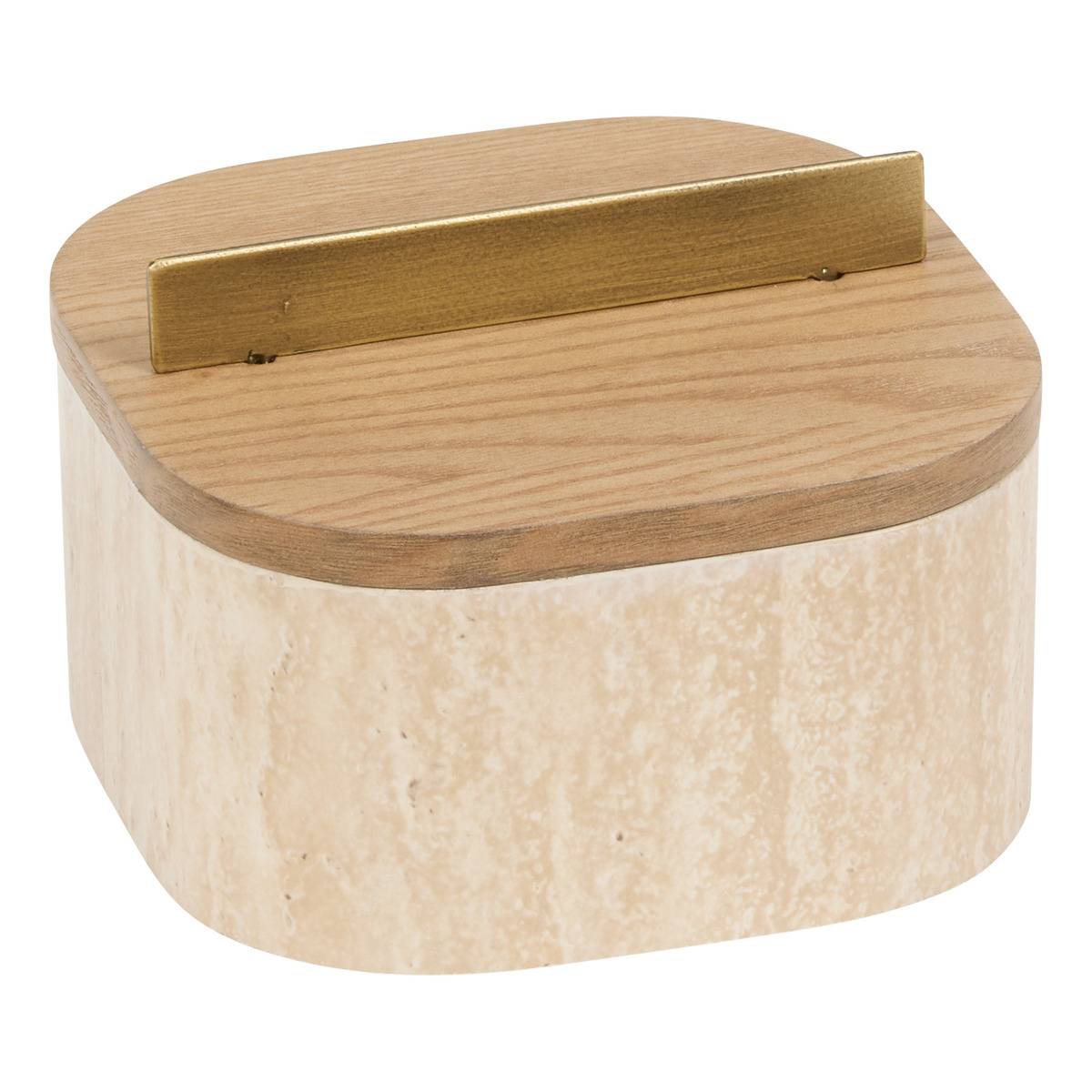 Lot de 2 boîtes déco L14/18cm ANAYA beige, ATMOSPHERA