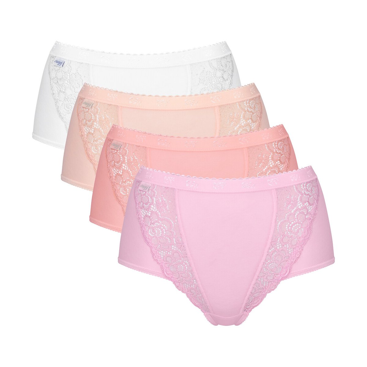Lot de 3+1 gratuit - Culottes SLOGGI CHIC MAXI blanc + 3 roses, SLOGGI
