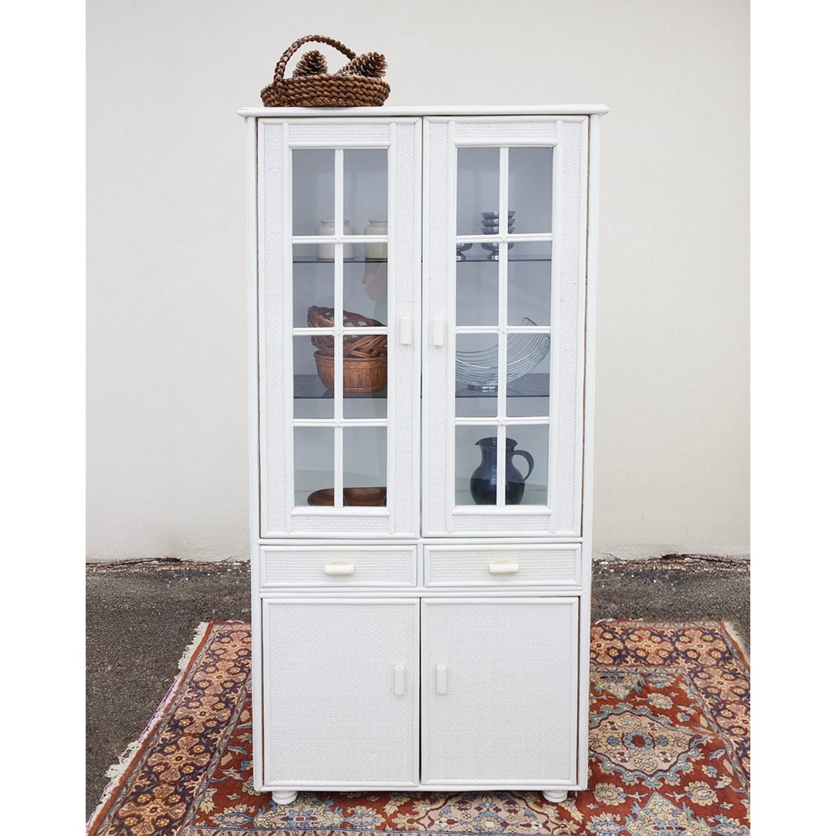 Vaisselier en rotin blanc Maximilien N°393 - Bon état blanc, DEBONGOUT