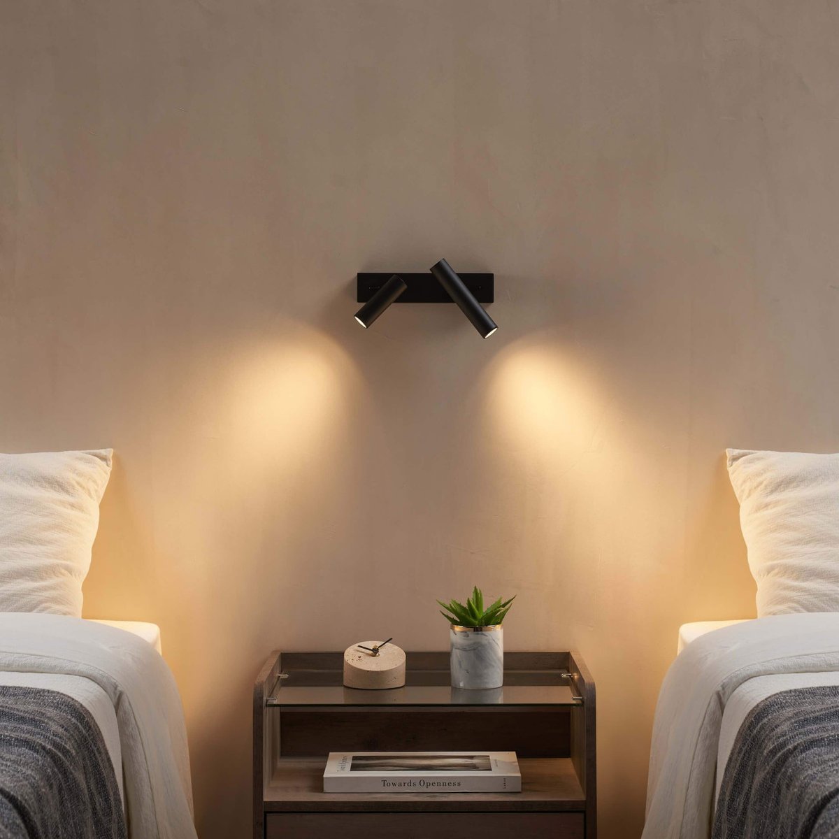 Applique compacte double liseuse LED - ELENKA noir, KOSILUM