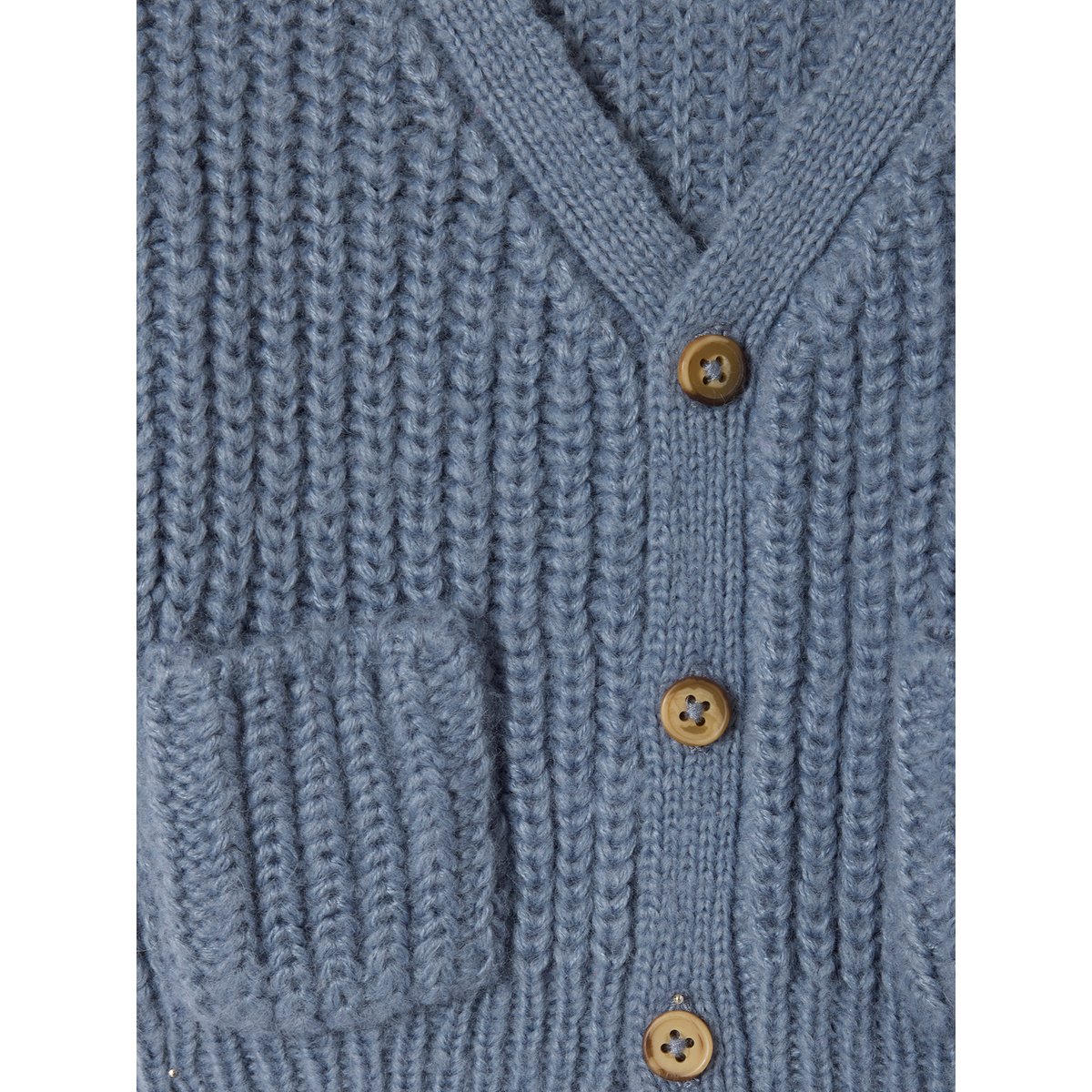 Gilet col V en maille grosse jauge bleu grisé, VERTBAUDET