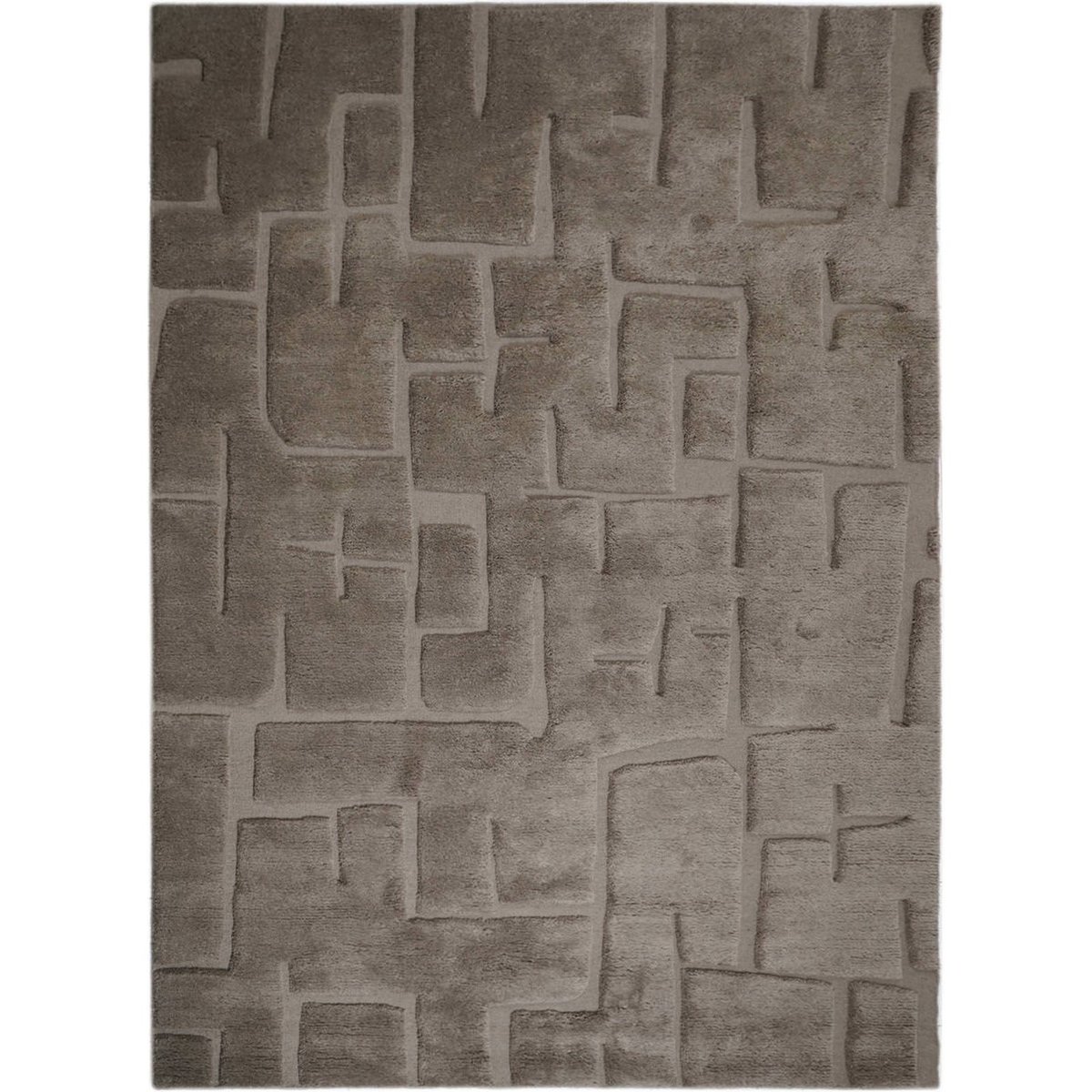 Tapis en laine à relief graphique amande, RECOLLECTION
