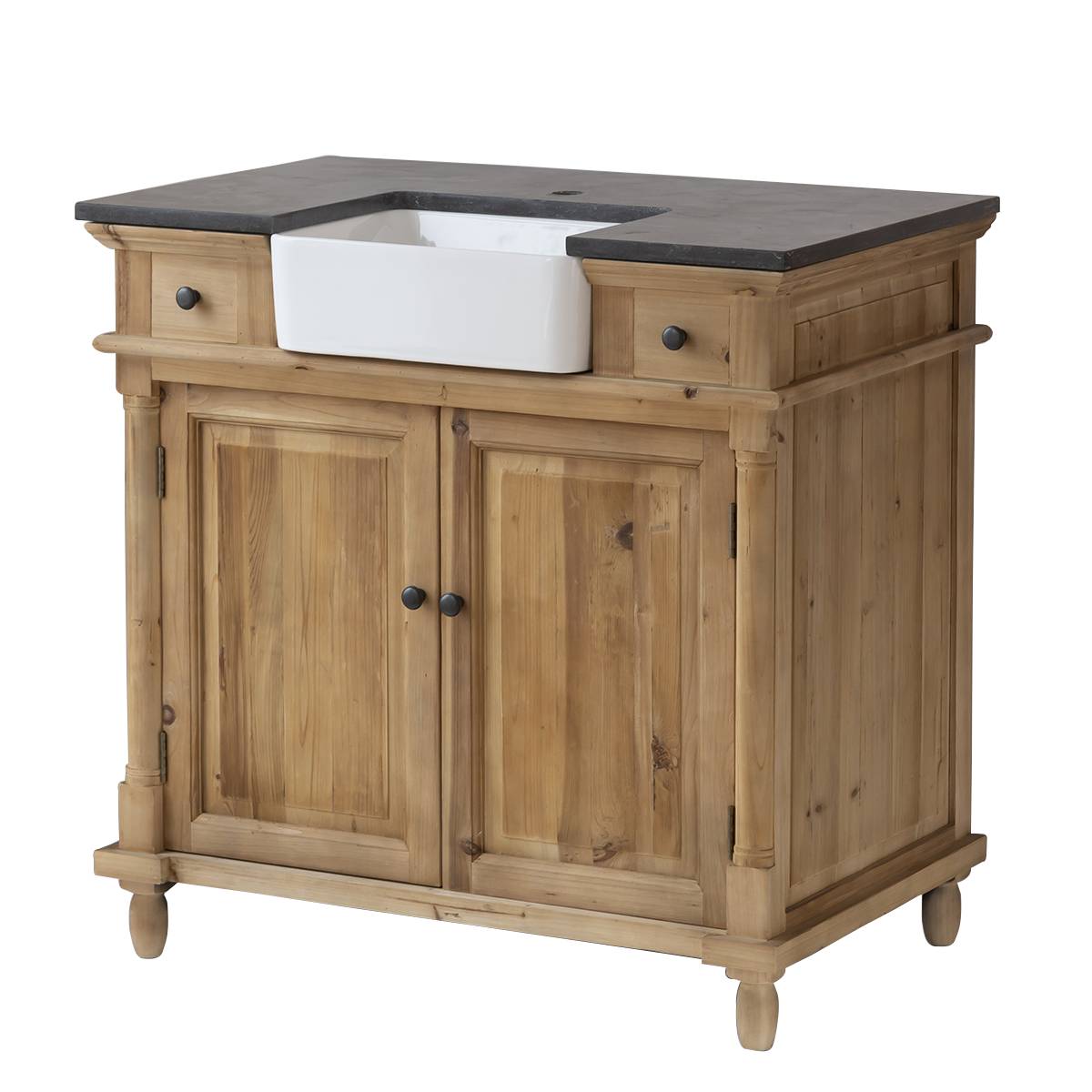 Meuble sous vasque en bois recyclé PAZ bois clair, MADE IN MEUBLES